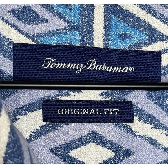 TOMMY BAHAMA Silk Blend Short Sleeve Geometric Aztec Tribal Beach Print Mens XL - Picture 5 of 9